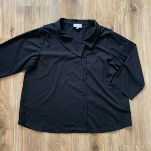 DIANE BAILEY XXL Black Button Top Offset Collar Cloth Buttons